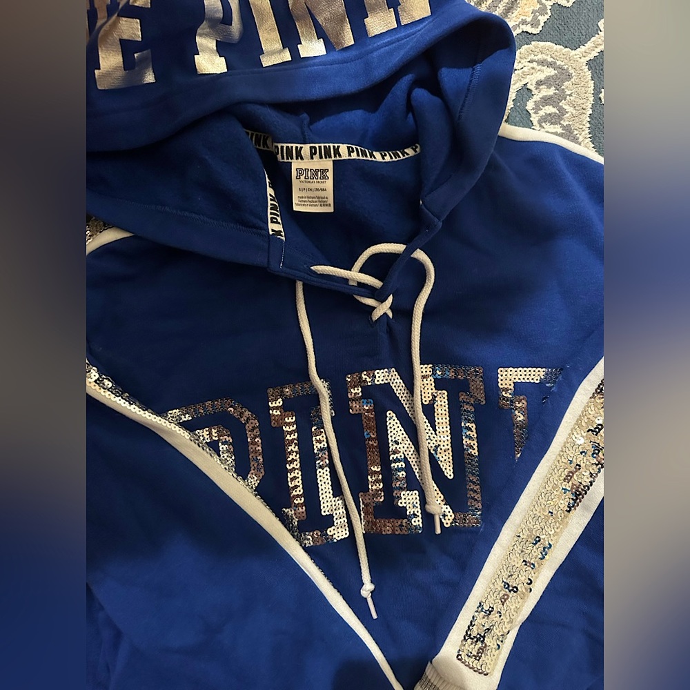 Royal blue bling PINK hoodie